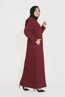 Hijab clothing CLARET RED ALVİNA EMBROIDERY DETAIL CLASSIC COLLAR TOPCOAT 10222