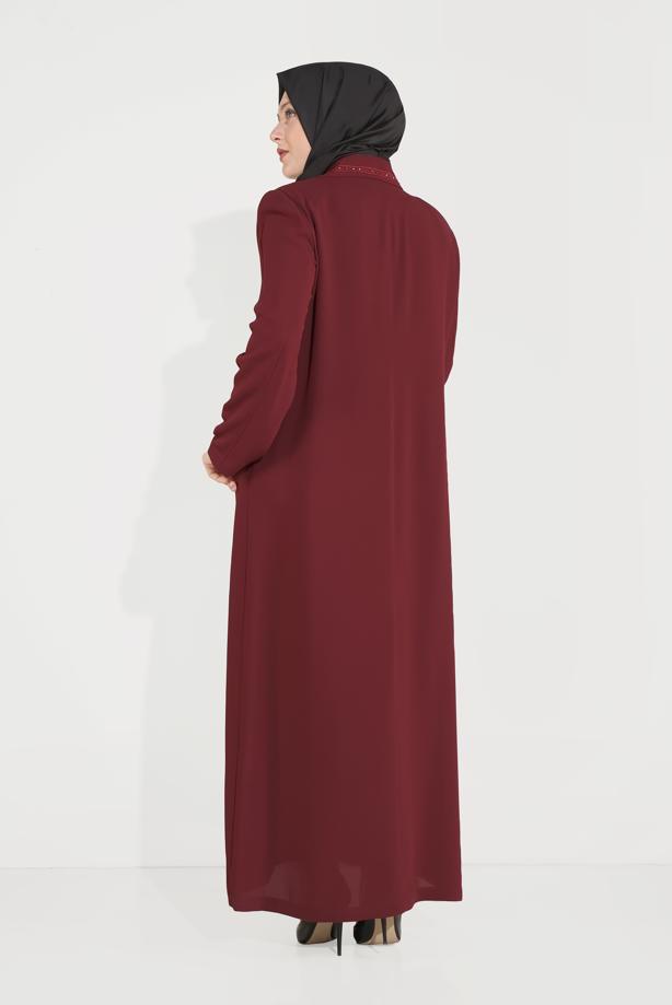 Vêtements hijab ROUGE BORDEAUX ALVİNA BRODERIE DÉTAIL COL CLASSIQUE FINITION 10222 - TRENDTESETTÜR
