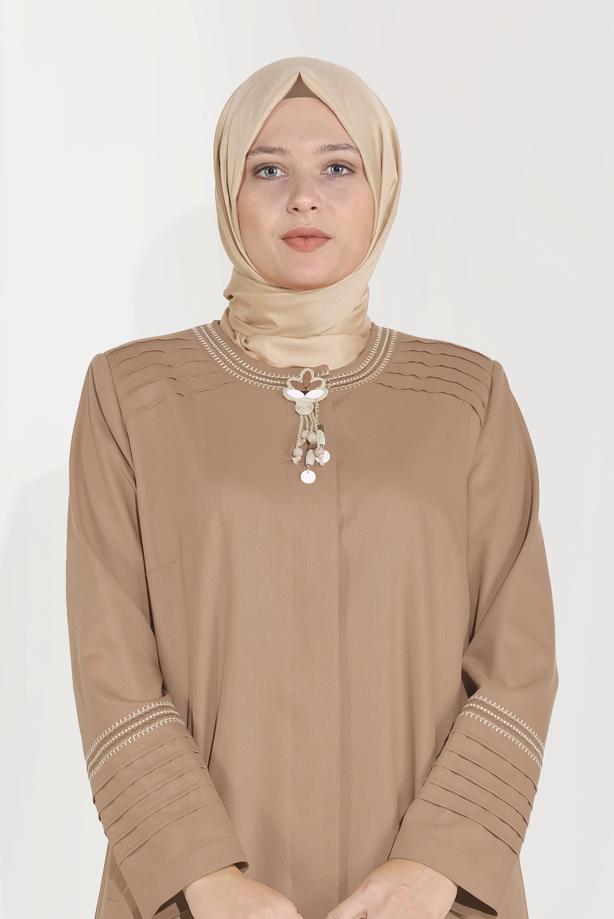 Vêtements hijab BRUN ALVİNA DÉTAIL DE BRODERIE FINITION 10233 - TRENDTESETTÜR