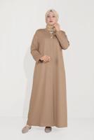 Hijab clothing BROWN ALVİNA EMBROIDERY DETAIL TOPCOAT 10233