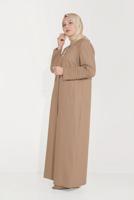 Hijab clothing BROWN ALVİNA EMBROIDERY DETAIL TOPCOAT 10233