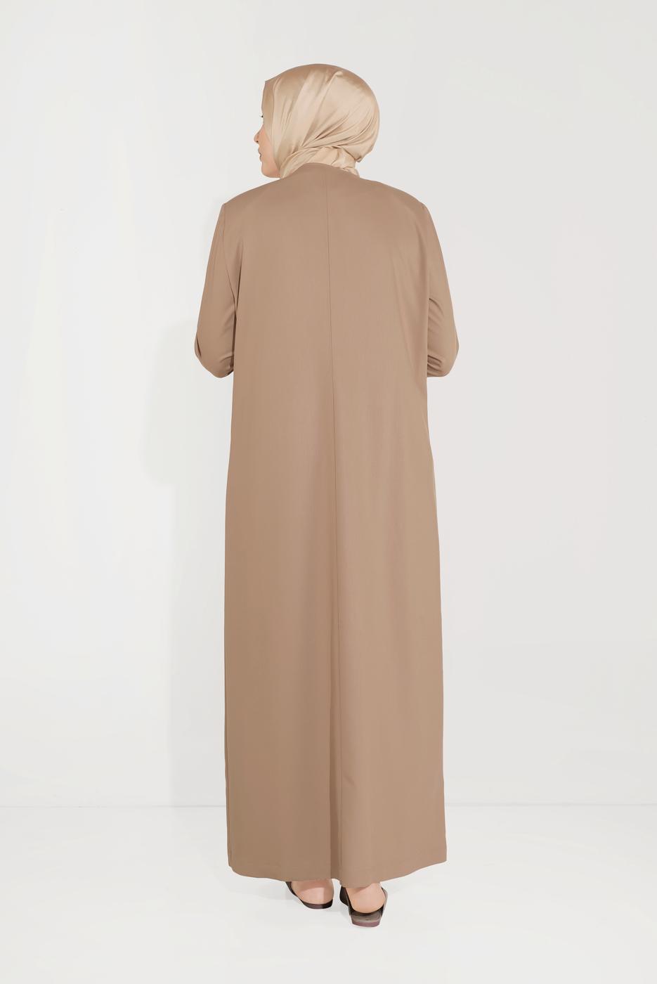 Hijab clothing BROWN ALVİNA EMBROIDERY DETAIL TOPCOAT 10233