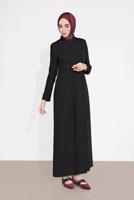 Tesettür giyim SİYAH ALVİNA BAĞCIKLI DÜĞMELİ PARDESÜ 1461  