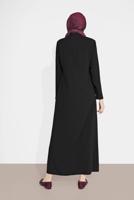 Tesettür giyim SİYAH ALVİNA BAĞCIKLI DÜĞMELİ PARDESÜ 1461  