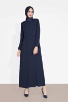 Tesettür giyim LACİVERT ALVİNA BAĞCIKLI DÜĞMELİ PARDESÜ 1461  