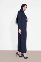 Tesettür giyim LACİVERT ALVİNA BAĞCIKLI DÜĞMELİ PARDESÜ 1461  