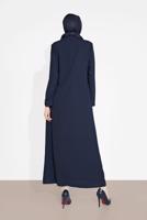 Tesettür giyim LACİVERT ALVİNA BAĞCIKLI DÜĞMELİ PARDESÜ 1461  