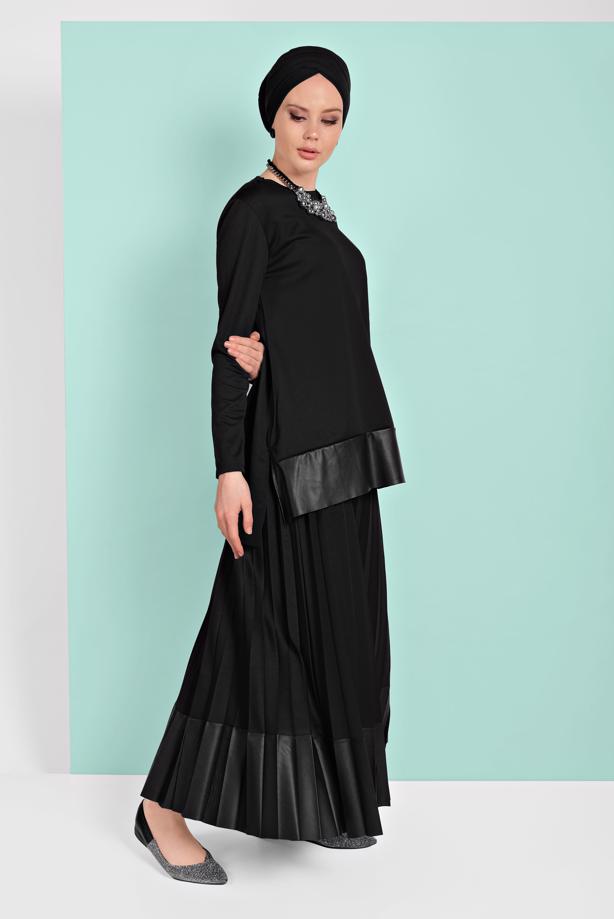 Vêtements hijab  LEATHER-HEM SKIRT SUIT 0001  - TRENDTESETTÜR