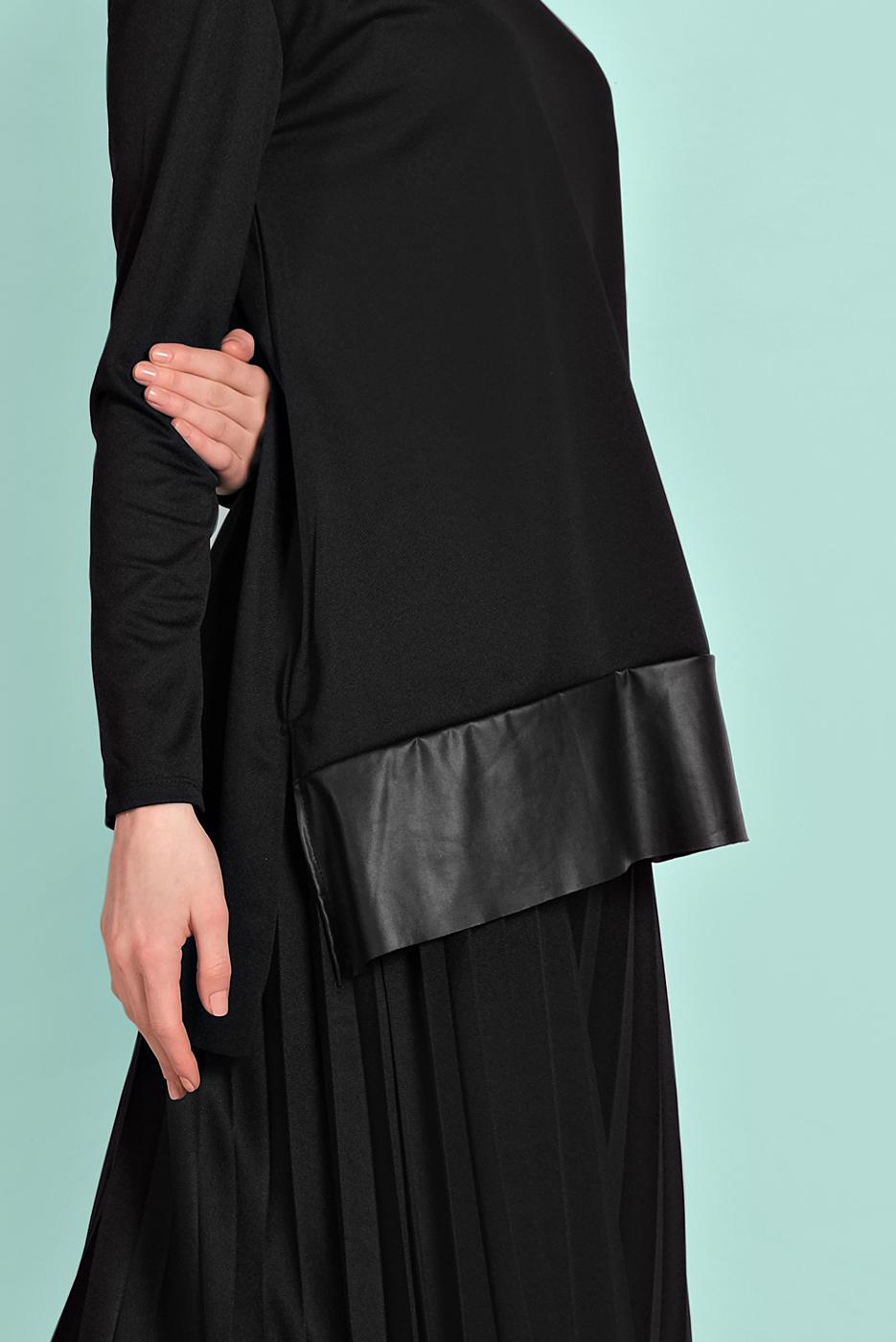 Vêtements hijab NOIR TAILLEUR OURLET EN CUIR 0001 