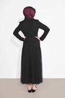 Tesettür giyim SİYAH KRUVAZE  CEKETLİ TÜTÜ ETEKLİ TAKIM 1455 