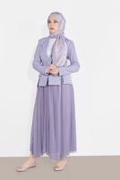 Tesettür giyim MOR KRUVAZE  CEKETLİ TÜTÜ ETEKLİ TAKIM 1455 