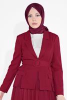 Tesettür giyim BORDO KRUVAZE  CEKETLİ TÜTÜ ETEKLİ TAKIM 1455 