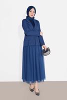 Tesettür giyim LACİVERT KRUVAZE  CEKETLİ TÜTÜ ETEKLİ TAKIM 1455 
