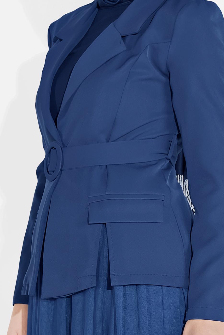 Tesettür giyim LACİVERT KRUVAZE  CEKETLİ TÜTÜ ETEKLİ TAKIM 1455 