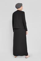 Tesettür giyim SİYAH ALVİNA PULLU NAKIŞLI ÜÇLÜ ETEKLİ TAKIM 30029 