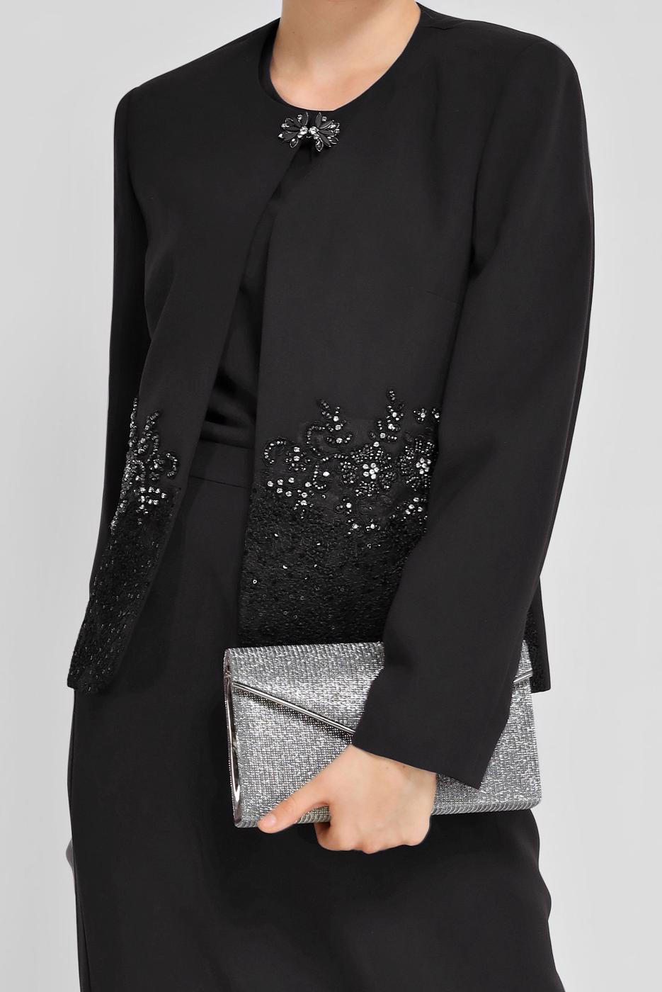 Tesettür giyim SİYAH ALVİNA PULLU NAKIŞLI ÜÇLÜ ETEKLİ TAKIM 30029 