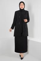Vêtements hijab NOIR ALVİNA GEM DETAIL COSTUME JUPE 3 PIÈCES 30050
