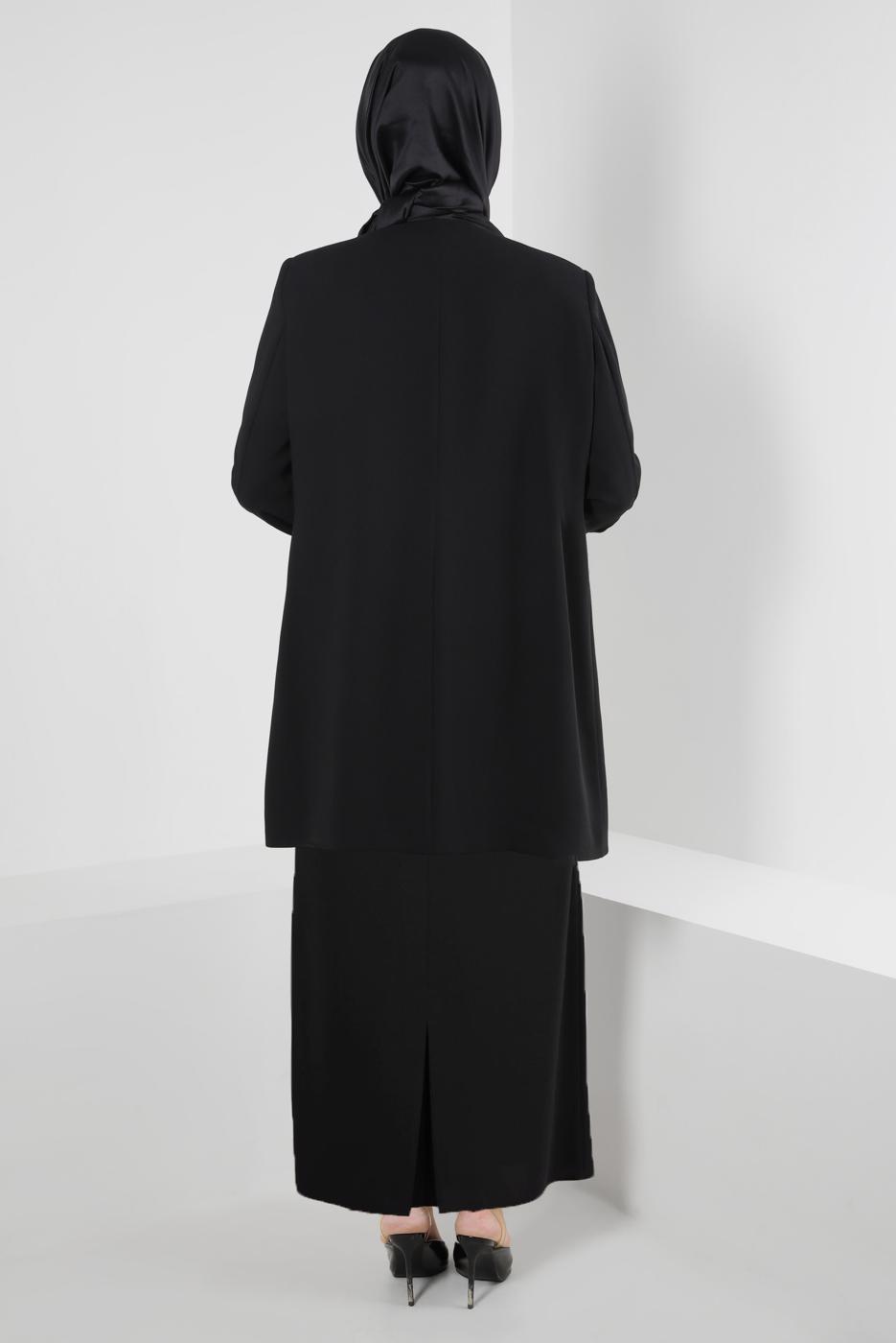 Vêtements hijab NOIR ALVİNA GEM DETAIL COSTUME JUPE 3 PIÈCES 30050