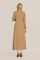 Tesettür giyim TURUNCU ALVİNA BOYDAN DÜĞMELİ İKİLİ ETEKLİ TAKIM 40793 