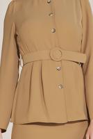 Tesettür giyim TURUNCU ALVİNA BOYDAN DÜĞMELİ İKİLİ ETEKLİ TAKIM 40793 