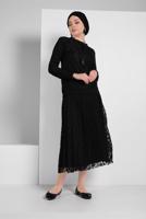 Vêtements hijab NOIR TAILLEUR EN DENTELLE À PLISSÉE 6001 