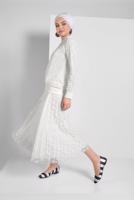 Hijab clothing CREAM PLEATED LACY SUIT 6001 