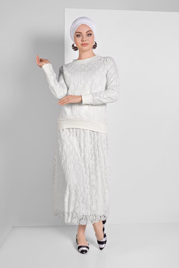 Vêtements hijab  PLEATED LACY SUIT 6001  - TRENDTESETTÜR