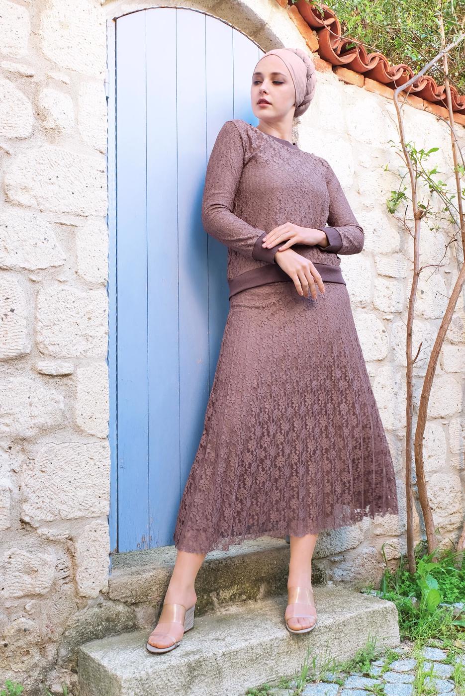 Vêtements hijab ROSE TAILLEUR EN DENTELLE À PLISSÉE 6001 