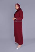 Vêtements hijab ROUGE BORDEAUX ALVİNA GEM DETAIL COSTUME 2 PIÈCES 30049