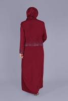 Vêtements hijab ROUGE BORDEAUX ALVİNA GEM DETAIL COSTUME 2 PIÈCES 30049
