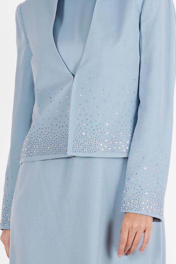 Vêtements hijab BLEU ALVİNA GEM DETAIL COSTUME 2 PIÈCES 30049 - TRENDTESETTÜR