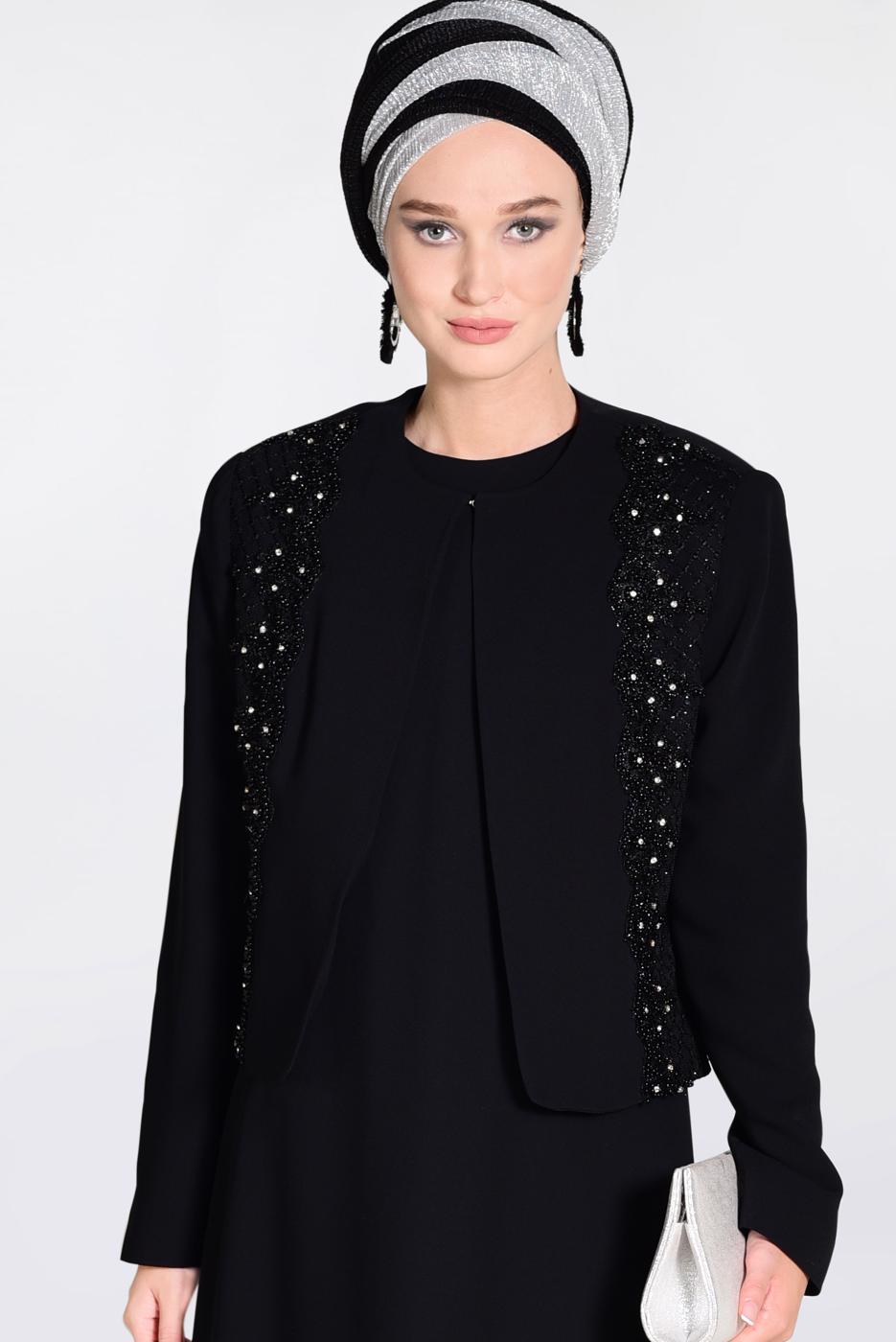 Vêtements hijab NOIR ALVINA COSTUME & ROBE À EMBELLIS 3477 