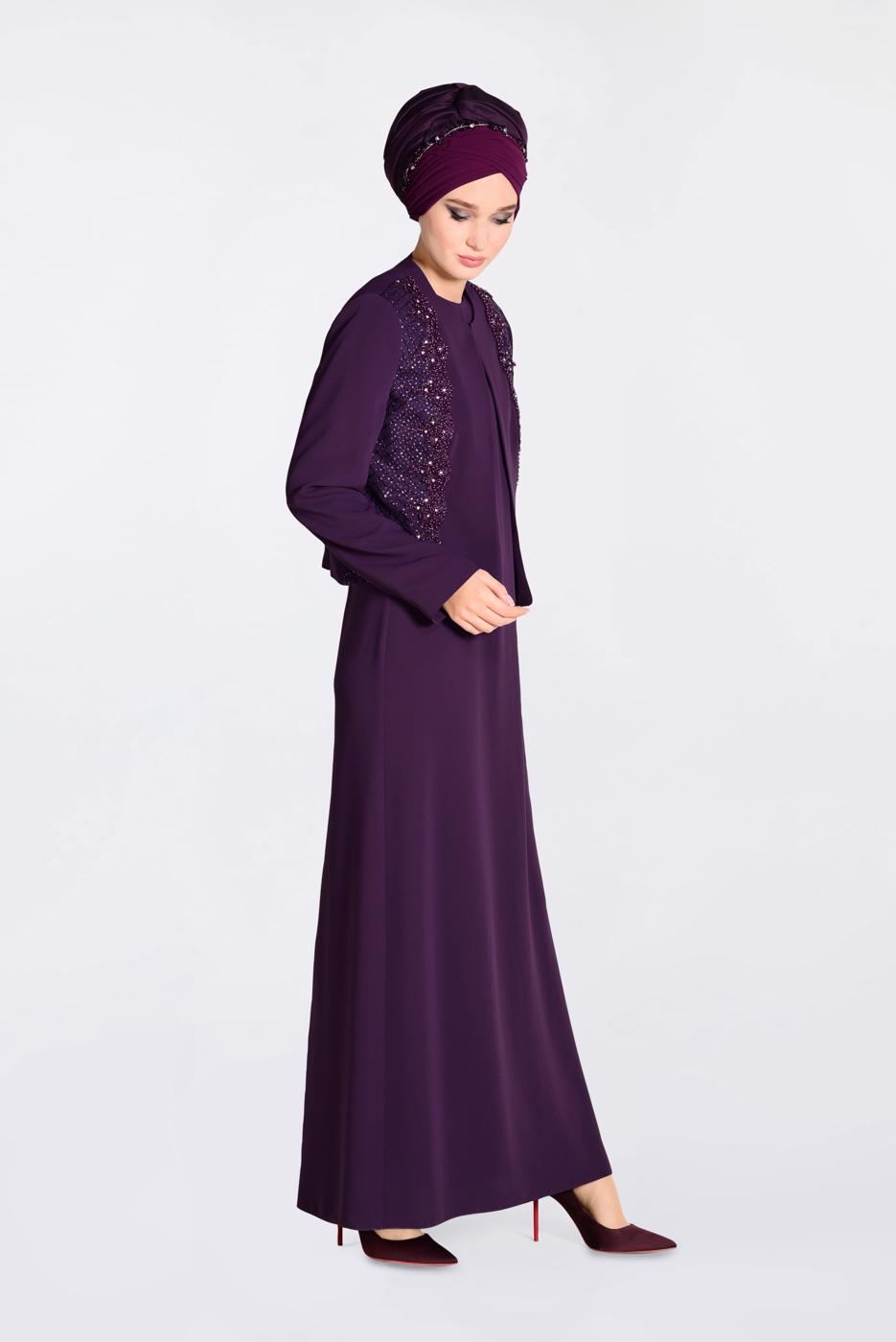 Vêtements hijab POURPRE ALVINA COSTUME & ROBE À EMBELLIS 3477 