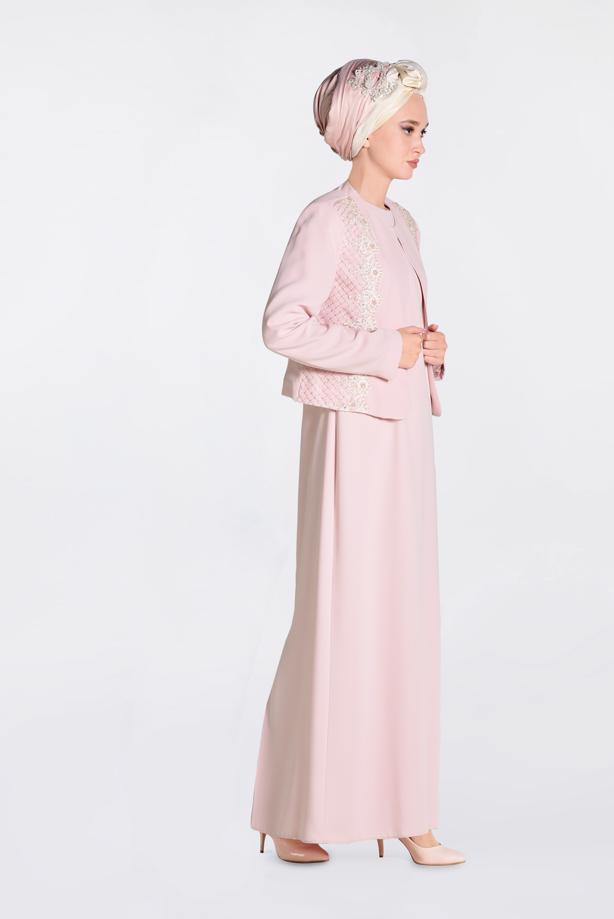 Vêtements hijab POUDRE ALVINA COSTUME & ROBE À EMBELLIS 3477  - TRENDTESETTÜR