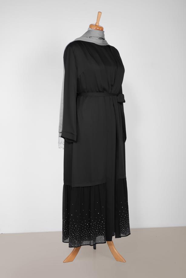 Hijab clothing BLACK LACY-HEM DRESS SUIT 3552  - TRENDTESETTÜR