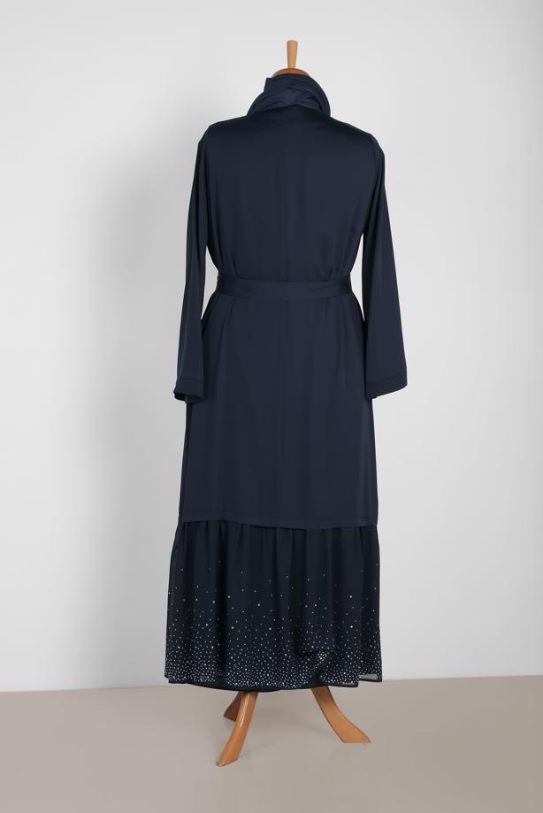 Vêtements hijab BLEU MARINE COSTUME & ROBE OURLET EN DENTELLE  3552  - TRENDTESETTÜR