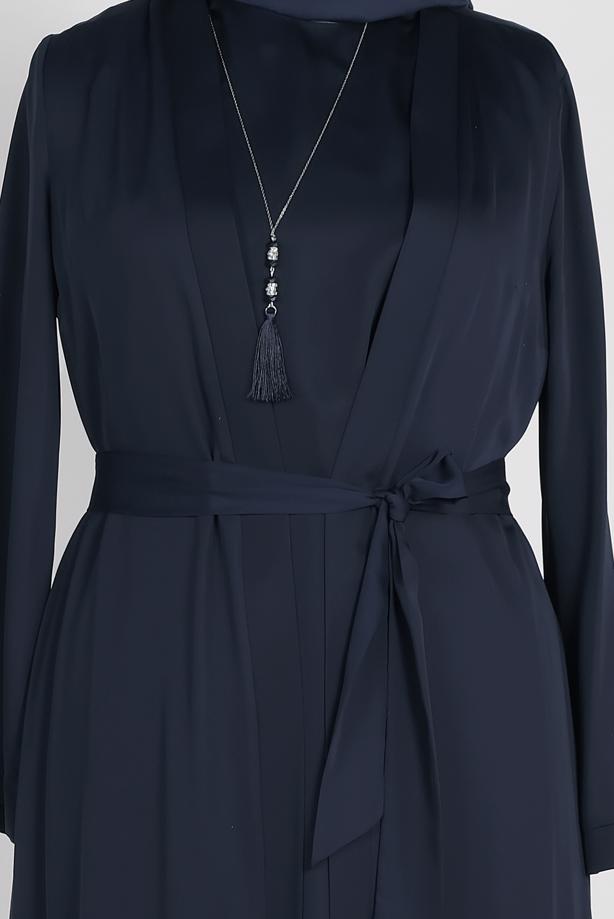 Vêtements hijab BLEU MARINE COSTUME & ROBE OURLET EN DENTELLE  3552  - TRENDTESETTÜR