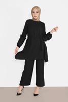 Hijab clothing BLACK BELTED SUIT 1161-1 