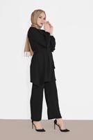 Hijab clothing BLACK BELTED SUIT 1161-1 