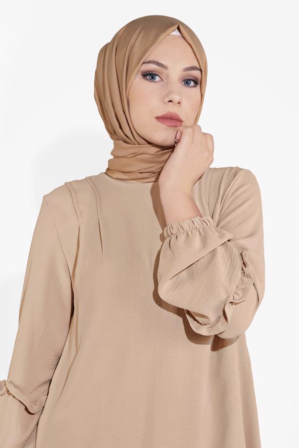 Hijab-Kleidung  MANŞETLERİ LASTİKLİ BELİ KUŞAKLI PANTOLONLU TAKIM 1161-1  - TRENDTESETTÜR