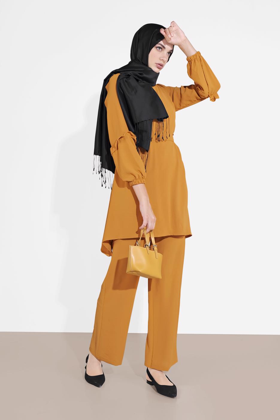 Hijab clothing ORANGE BELTED SUIT 1161-1 