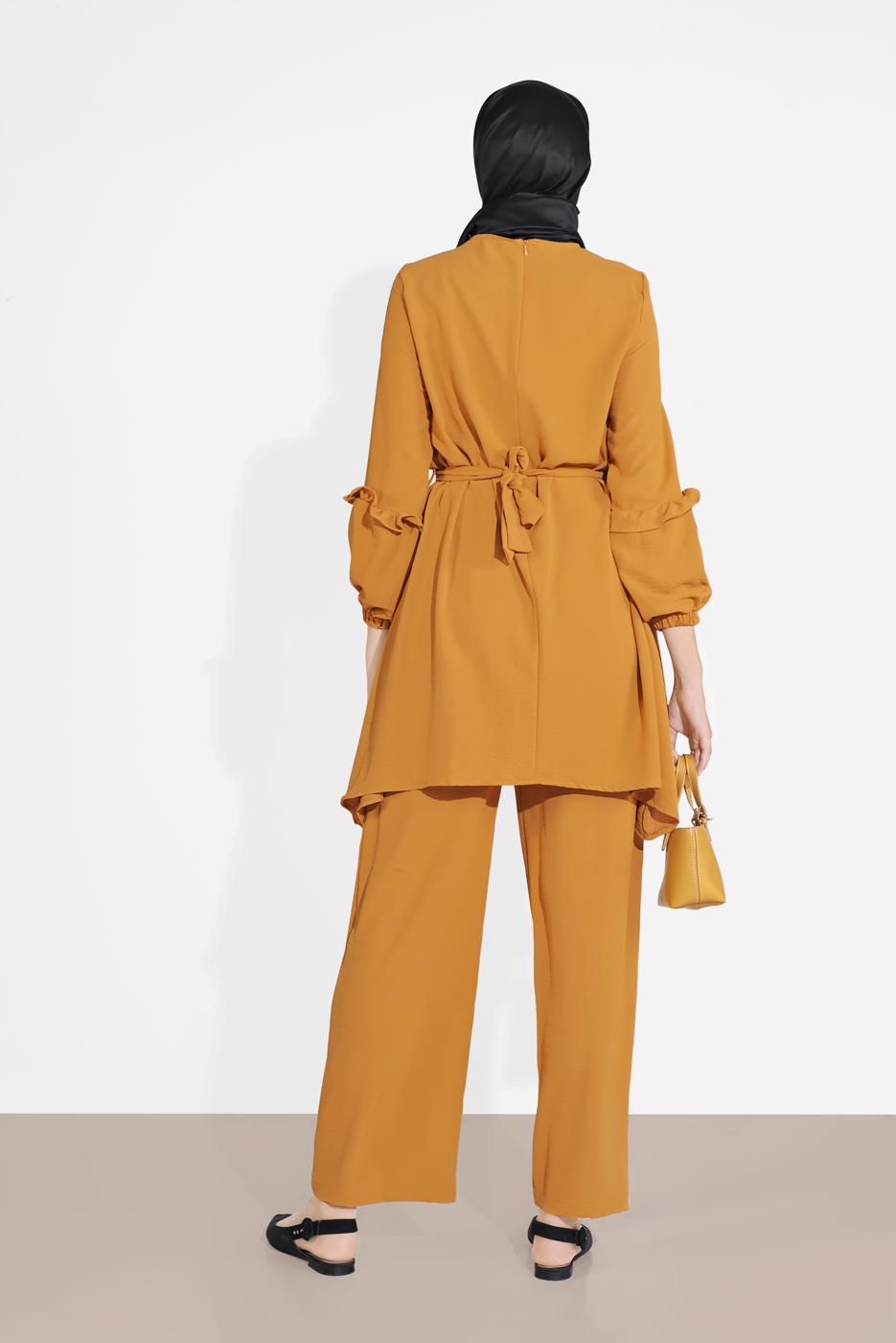 Hijab clothing ORANGE BELTED SUIT 1161-1 