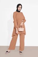 Vêtements hijab BRUN COSTUME AVEC CEINTURE 1161-1 