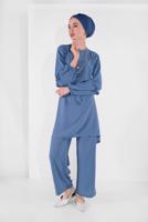 Hijab clothing NAVY BLUE BELTED SUIT 1161-1 