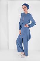 Hijab clothing NAVY BLUE BELTED SUIT 1161-1 