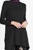 Tesettür giyim SİYAH FİTİLLİ ÇİÇEKLİ PANTOLONLU TAKIM 5716-1