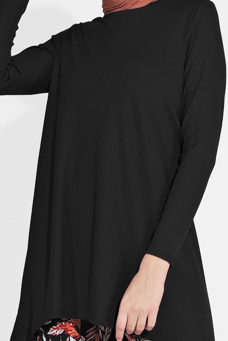 Tesettür giyim SİYAH DESENLİ 2&prime;Lİ PANTOLONLU TAKIM 6175-1 