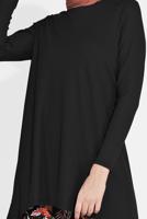 Tesettür giyim SİYAH DESENLİ 2&prime;Lİ PANTOLONLU TAKIM 6175-1 