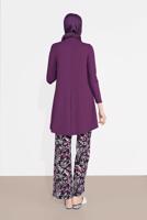 Tesettür giyim MOR DESENLİ 2&prime;Lİ PANTOLONLU TAKIM 6175-1 
