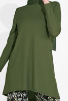 Tesettür giyim HAKİ DESENLİ 2&prime;Lİ PANTOLONLU TAKIM 6175-1 